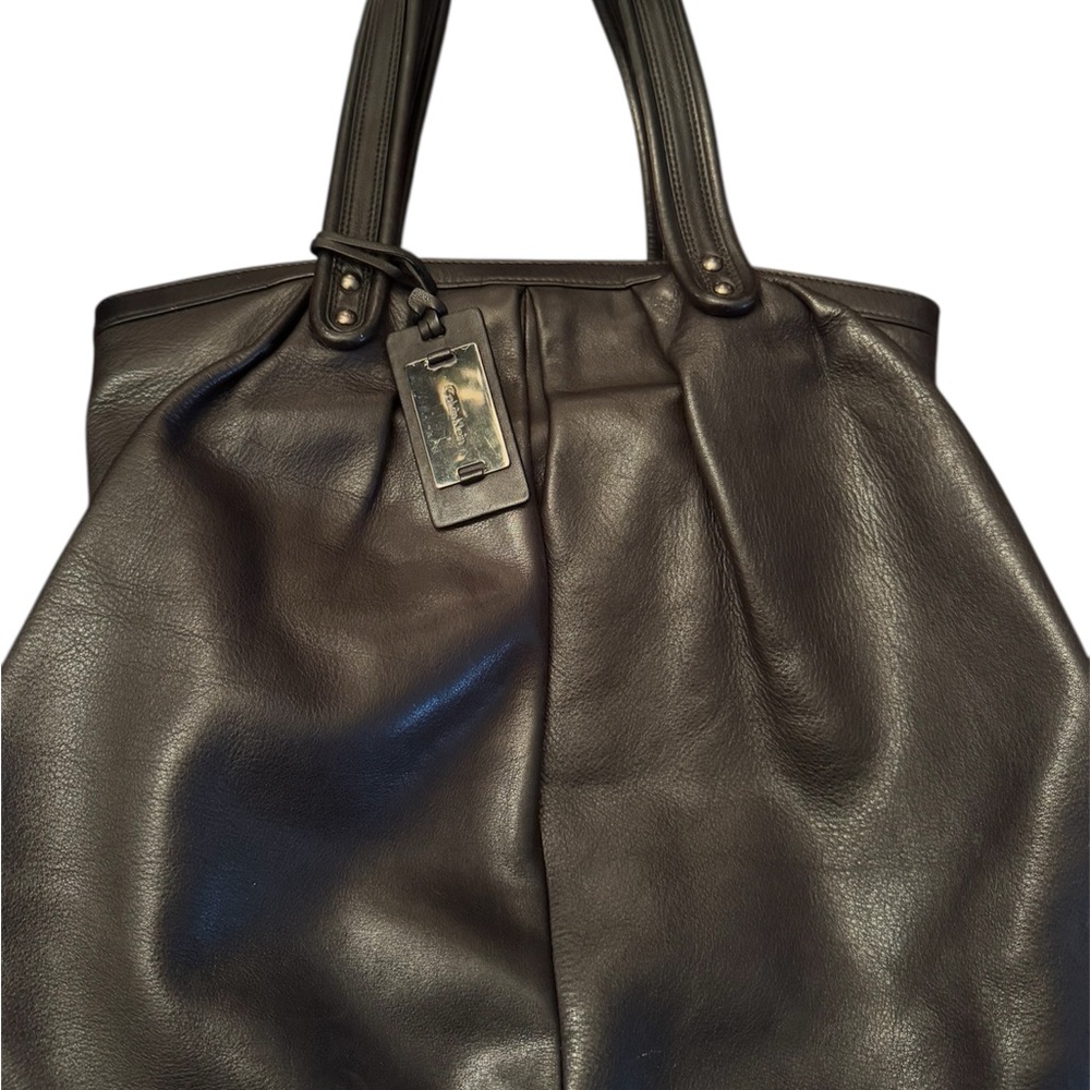 Calvin Klein Black Leather Tote Bag